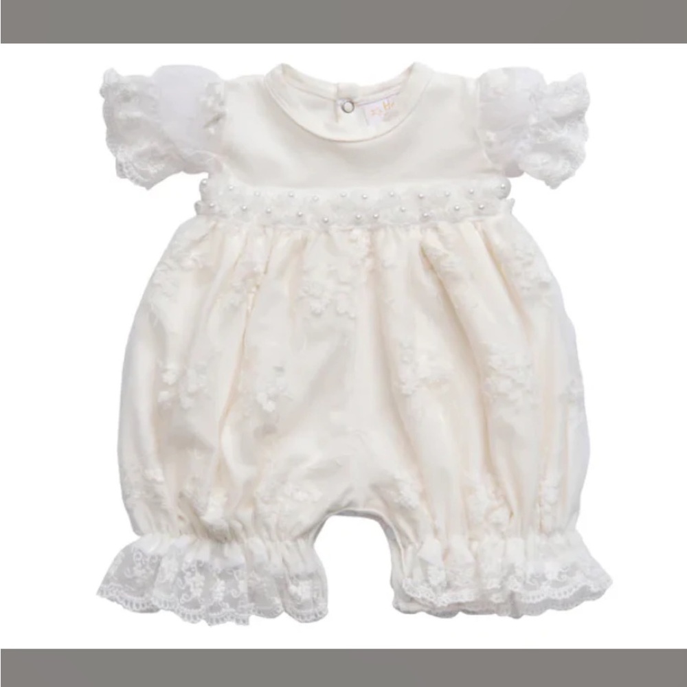 Haute Baby white bubble dress with head piece